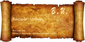 Becsár Urbán névjegykártya